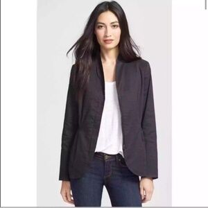 Eileen Fisher Linen Blend Zip Jacket Dark Brownish-Grey Small